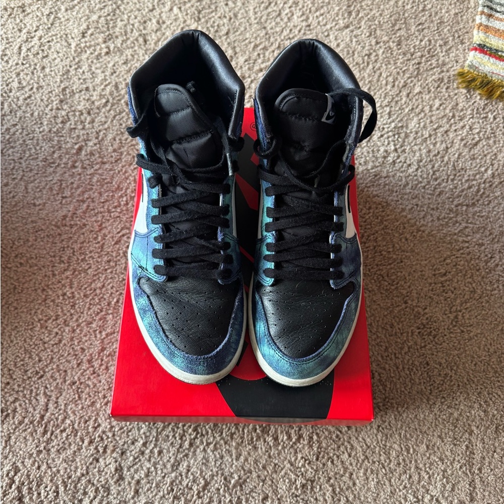 Jordan Black and Blue Athletic High-Top Shoes
